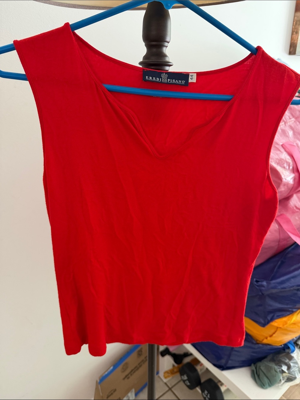 Red EREDI PISANO Sleeveless V-Neck Tank Top